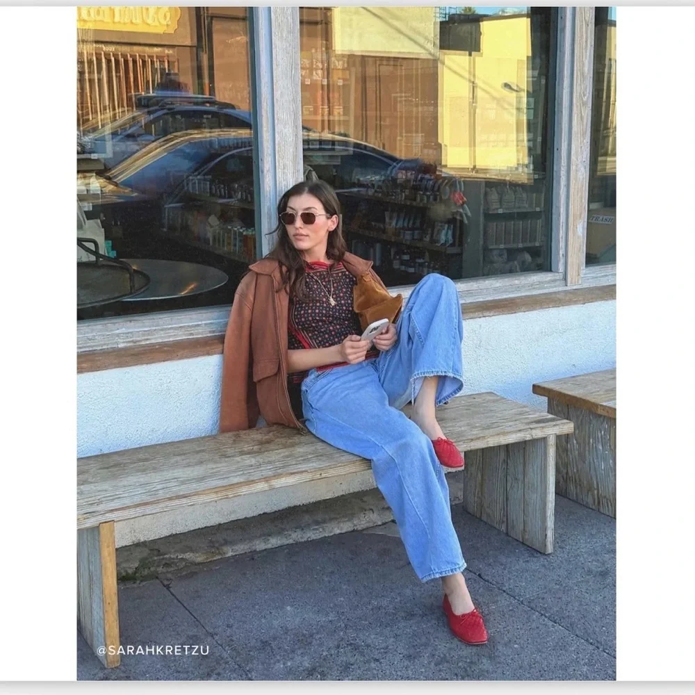 EUC Freda Salvador Jada Square Toe Ballet Flats in Red Size 10 - Picture 7 of 16